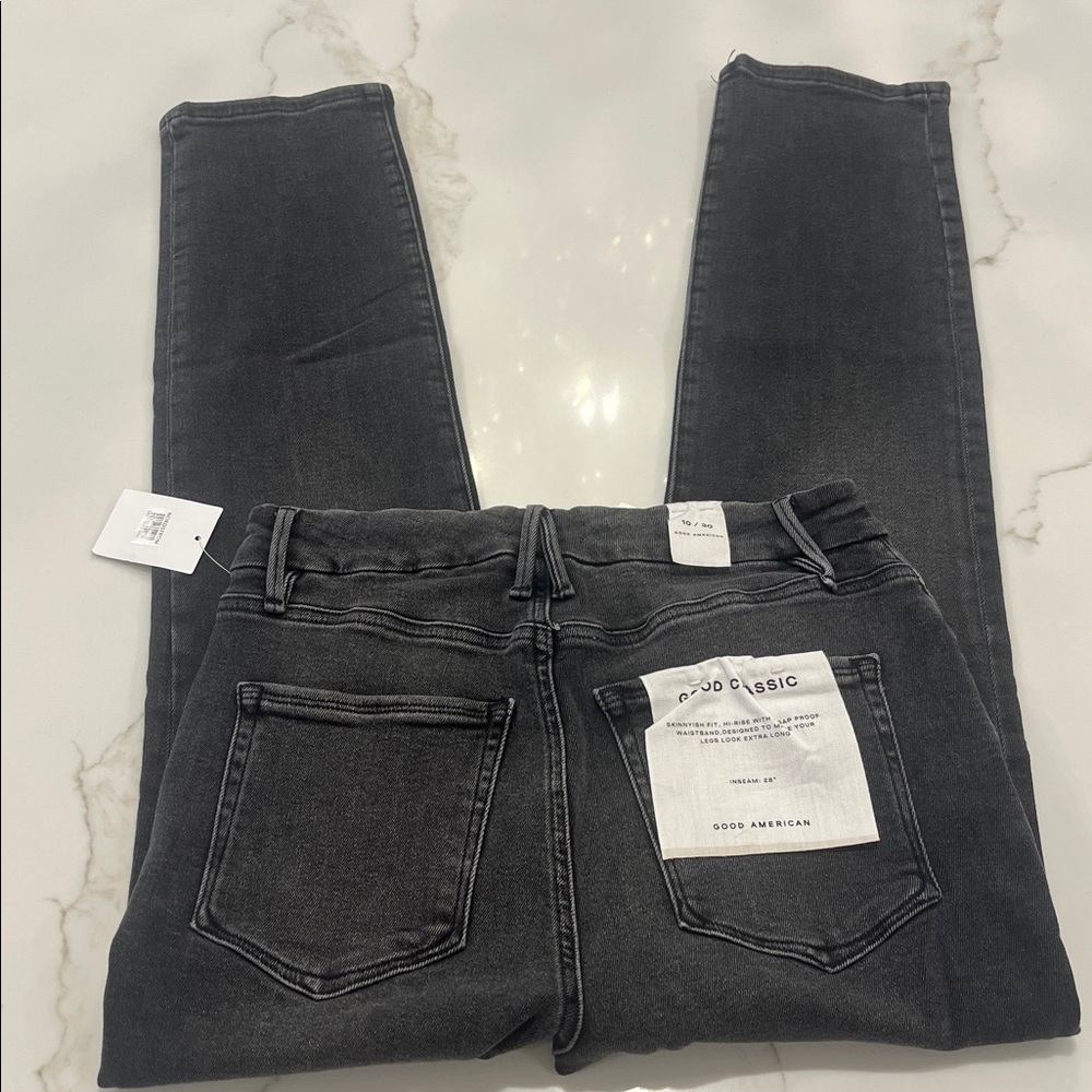 Good American Good Classic Straight Leg Jeans in Black308 - Picture 9 of 10
